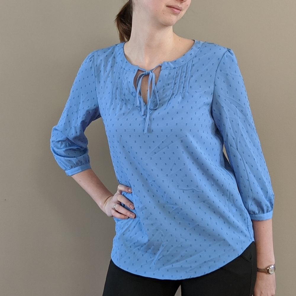 Elle tie front 3/4 sleeve blouse